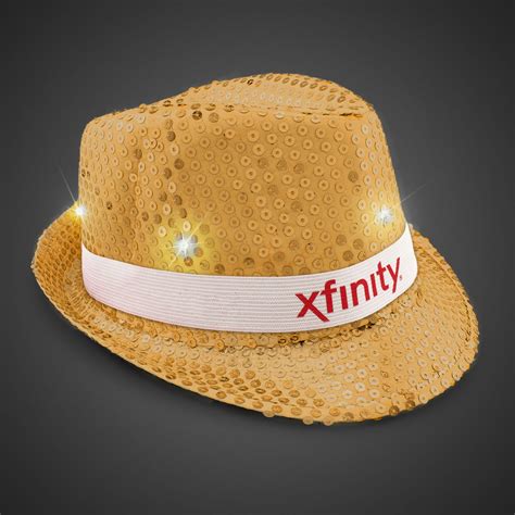 Gold Sequin Led Fedora Hats Imprintable Bands Available Imprintable