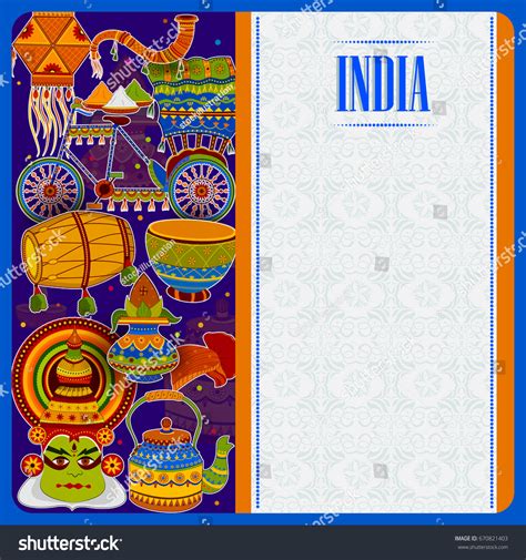 Incredible India Background Depicting Indian Colorful Stock Vector