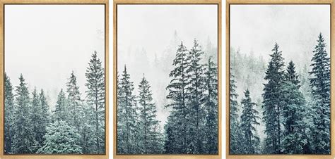 SIGNWIN Framed Canvas Print Wall Art Woodland Nursery Decor Set Film