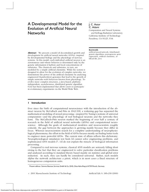 A Developmental Model For The Evolution Of Artificial Neural Networks