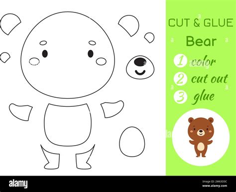 Color Cut And Glue Paper Little Bear Cut And Paste Crafts Activity