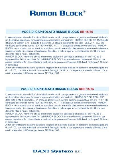 Voci Di Capitolato RUMOR BLOCK