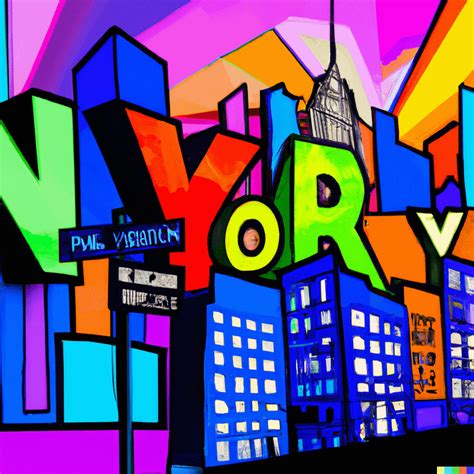 Pop art painting of New York City : r/dalle2