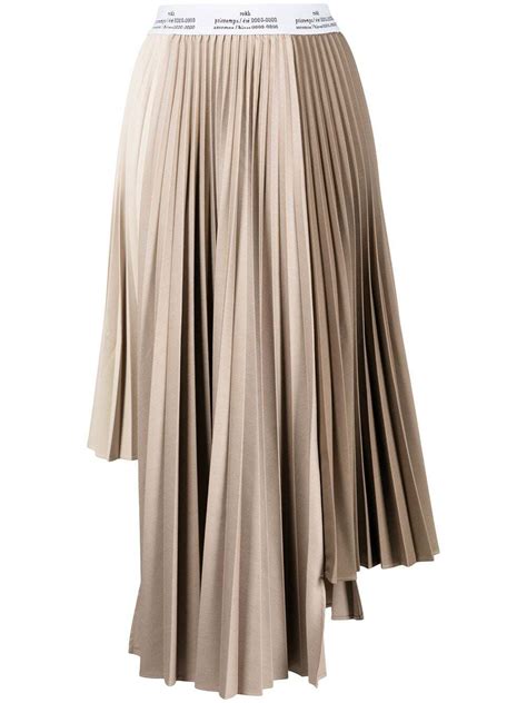 Buy Rokh Logo Waist Asymmetric Pleated Skirt Brown At 29 Off