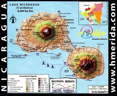 Nicaragua - People and places: Map of Ometepe