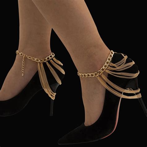 Multilayer Chains High Heel Shoes Anklet Foot Bracelet Jewelry Reimagine