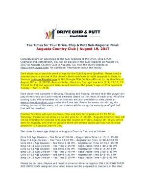 Fillable Online Tee Times For Your Drive Chip Putt Sub Regional