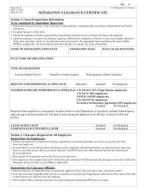 Fillable Online Form Cd Separation Clearance Certificate Fax