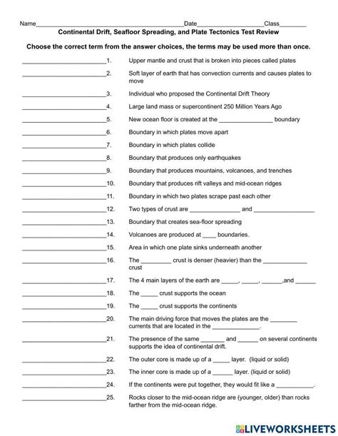 Seafloor Spreading Plate Tectonics Worksheet Floor Roma