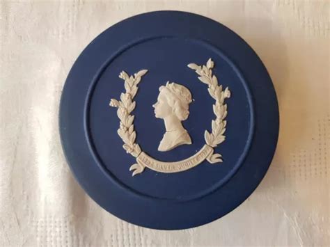 Vintage Wedgwood Jasperware Cobalt Blue White Trinket Box