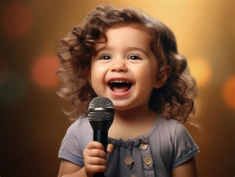 Premium AI Image | funny smiling baby as singer