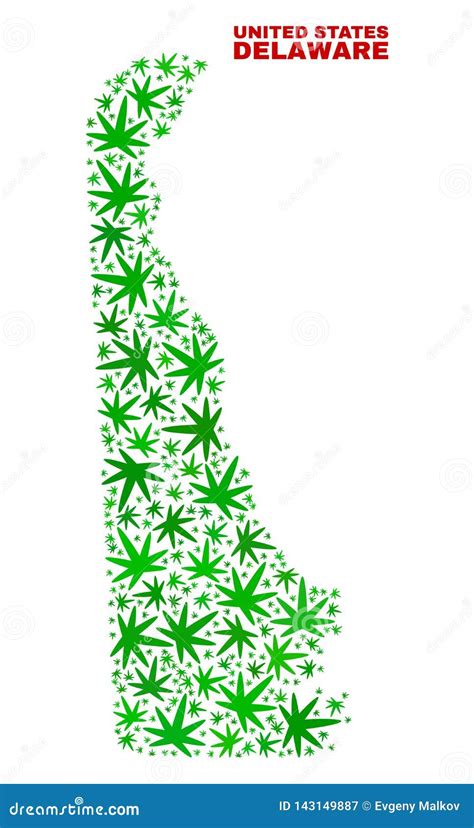 O Cannabis Sae Do Mapa Do Estado De Delaware Do Mosaico Ilustra O Do