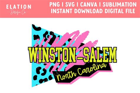 Winston Salem North Carolina Retro 80s Graphic by Melissa Marie Design
