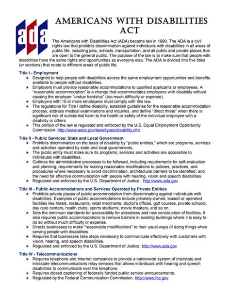 The Americans With Disabilities Act Fact Sheet 3 27 14 Pdf