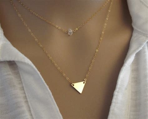 Triangle Necklace Gold Fill 14k Simple Geometric Modern By West9th