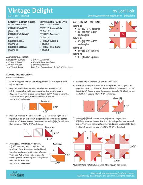 2024 RBD Block Challenge Patterns Riley Blake Designs