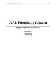 U2 A1 Prioitizing Behavior Work Seet Docx JACKSONS BEHAVIORS 0 U2A1