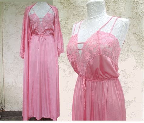 Vintage Peignoir Set In Pink Sherbert By Lily Of France Size Small