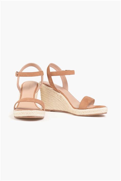 Stuart Weitzman Teddi Suede Espadrille Wedge Sandals In Light Brown