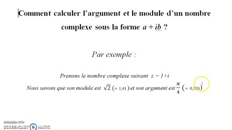 Comment Calculer L Argument Et Le Module D Un Nombre Complexe Sous La