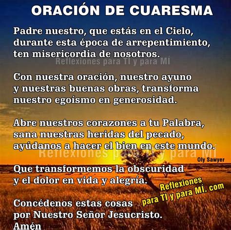 Oraciones Para Ti Y Para M Oraci N De Cuaresma