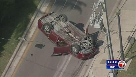 Driver Rushed To Hospital After Rollover Wreck On Venetian Causeway