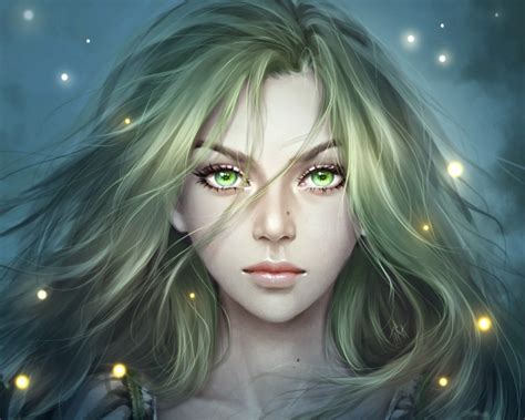 Download Face Green Eyes Blonde Fantasy Woman HD Wallpaper by Ilona Tsymbal