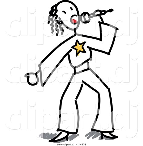 Vector Clipart Of A Stick Figure Girl Singing Into A Microphone By