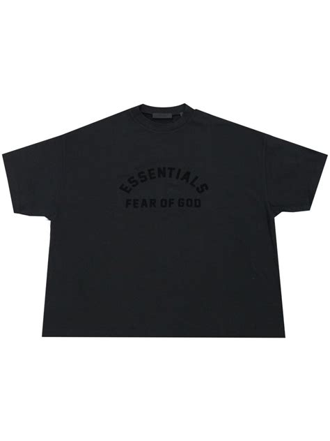 Fear Of God Essentials Logo Print Cotton T Shirt Black Farfetch