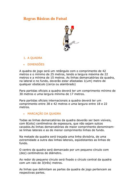 Regra Básica Do Futsal - Regras básicas do futsal | DOC