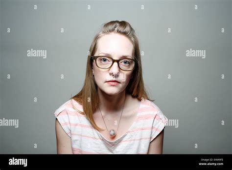 Serious Blonde Woman Portrait Stock Photo Alamy