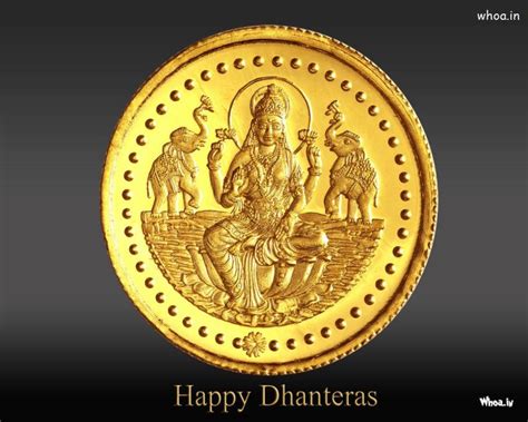 Happy Dhanteras With Gold Coin And Goddess Lakshmi Hd Wallpaper