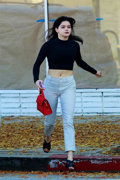 Ariel Winter Wears A Black Crop Top And Checkered Trousers While Out