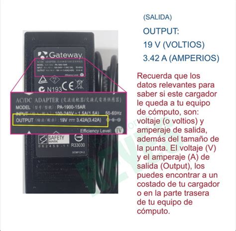 Cargador Para Equipos Gateway 19v 3 42a Punta 5 5 X 2 5mm Envío gratis