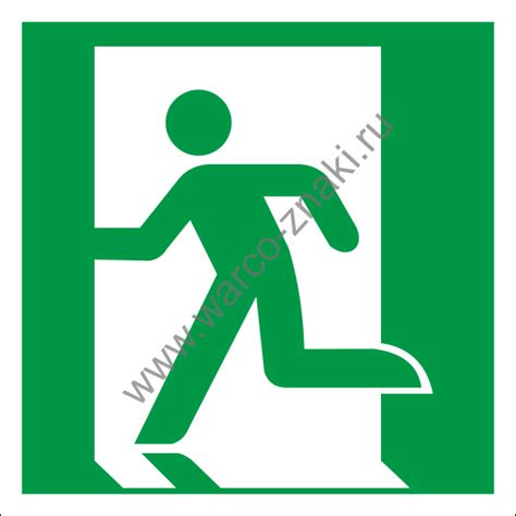 Эвакуационный знак «Эвакуационный выход (слева) / Emergency exit (left ...