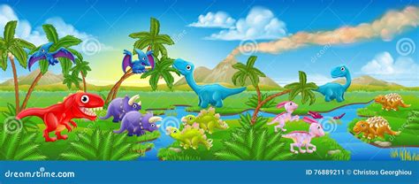 Dinosaur T Rex Scene Cartoon Coloring Book Page Vector Illustration ...