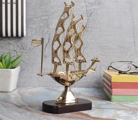 Buy Brass Finish Sailing Boat Showpiece Online In India At Best Price