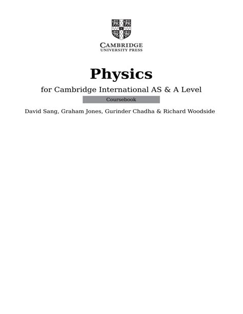 Cambridge International As A Level Physics Coursebook With Digital