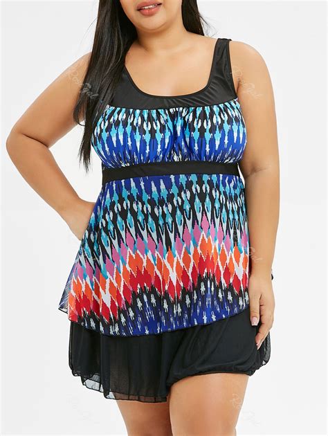 Plus Size Layered Empire Waist Tankini Set [46 Off] Rosegal