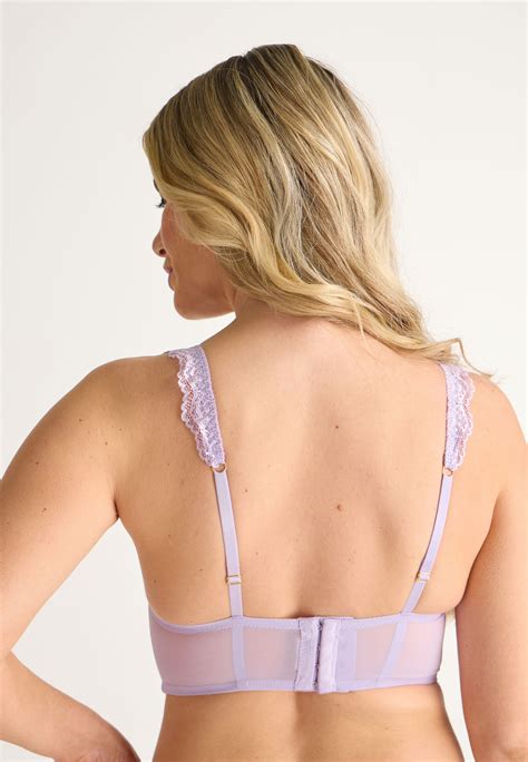 Womens Lilac Lace Longline Corset Bra Peacocks