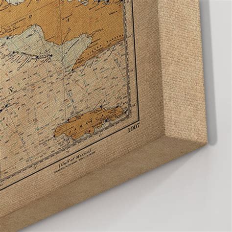 Gulf Of Mexico Map Canvas Vintage Gulf Of Mexico Map Print Etsy