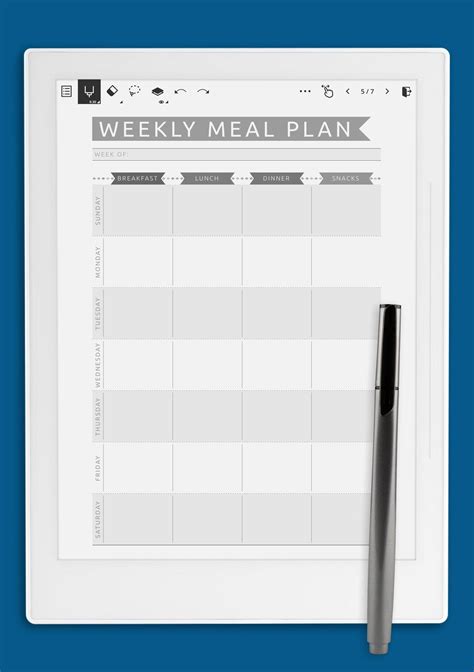 Download Printable Weekly Meal Plan Casual Style Pdf