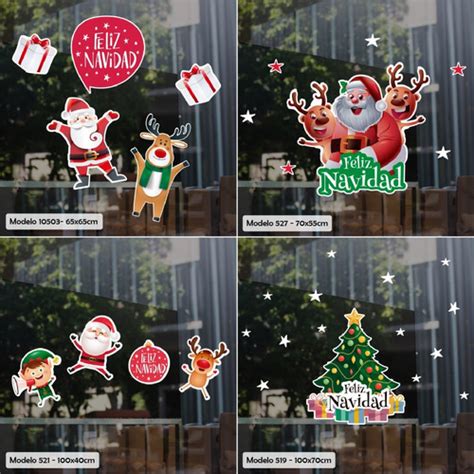 Vinilos Navidad Vidrieras Ploteo Felices Fiestas Decorativos Top Vinilo