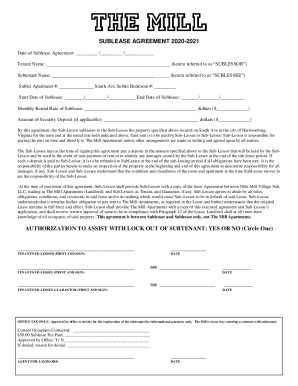 Fillable Online Addendum No 1 To Sub Sublease Agreement Fax Email