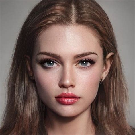 A Woman With Long Brown Hair And Blue Eyes Is Posing For A Photo In