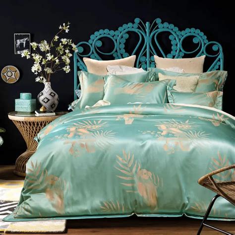 Buy Modern Design Jacquard Bedding Set Queen King Size Satin Duvet Cover 200