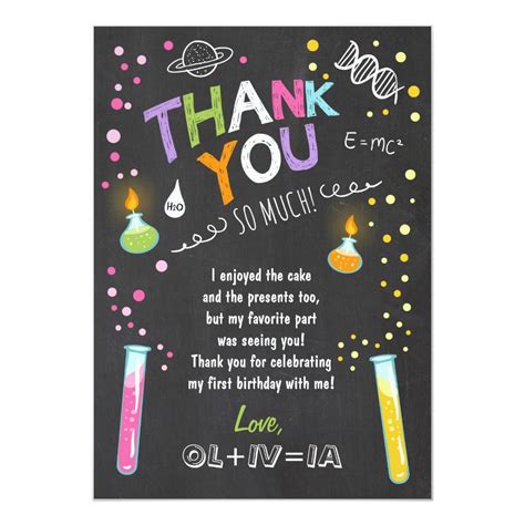 A Cute And Fun Birthday Thank You Card To Thank Your Guests Science