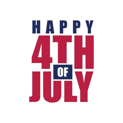 Happy 4th Of July Text 4th Of July Typography Sticker Illustration