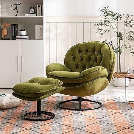 Amazon Baysitone Velvet Swivel Accent Chair With Ottoman Set