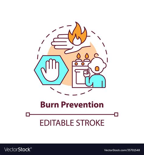 Burn prevention concept icon Royalty Free Vector Image